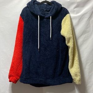 Colorblock Fuzzy Hoodie Sweater